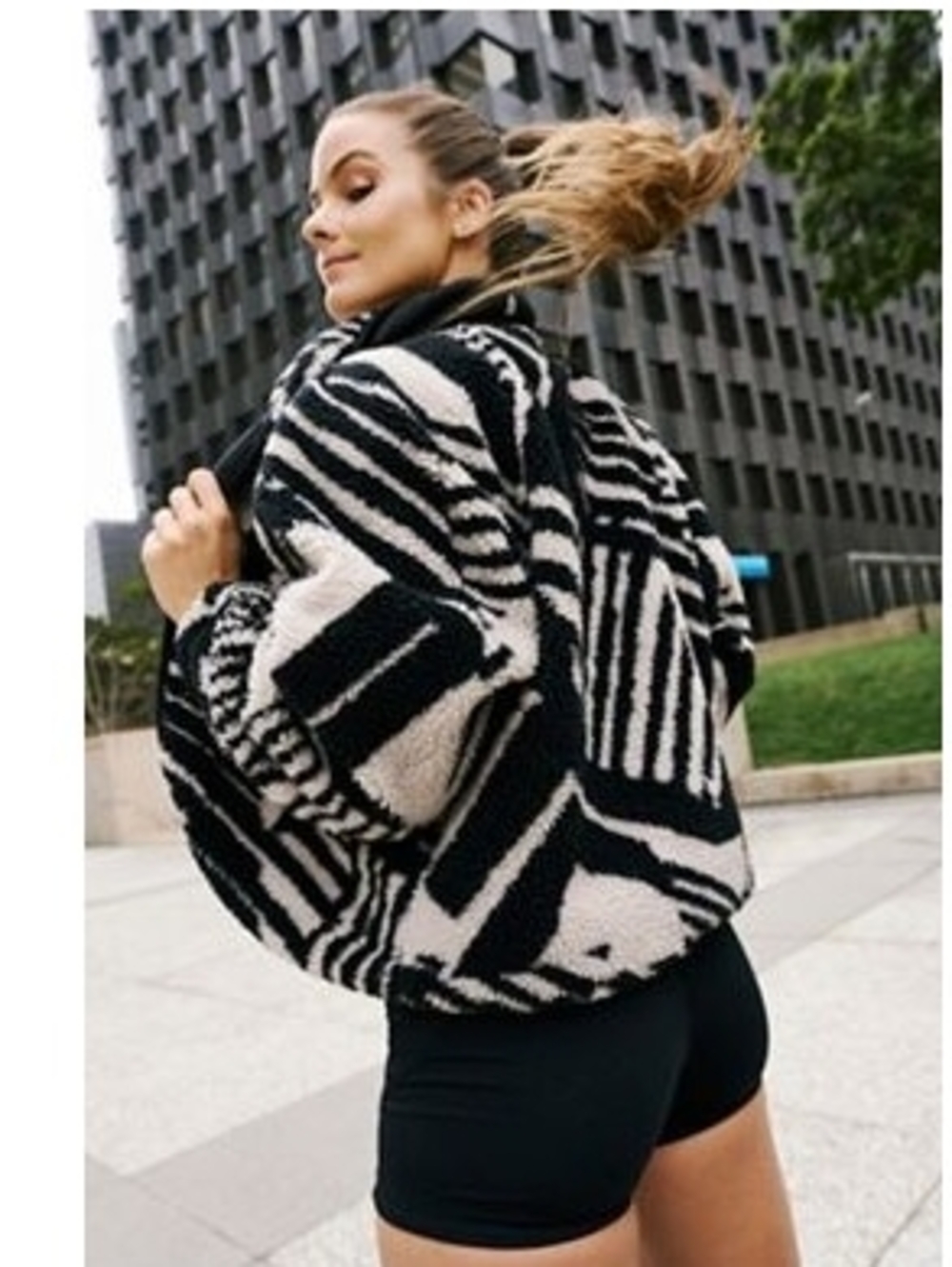 Free People Hit The Slopes Fleece Jacket Black & White Size XS - Picture 2 of 6